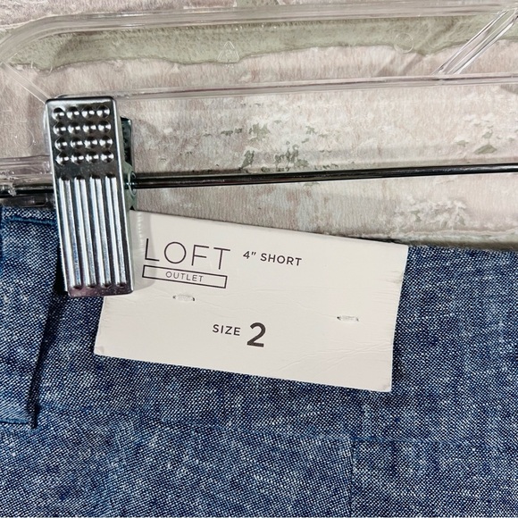 LOFT NWT 4” Linen Blend Shorts in Blue Size 2 - Picture 8 of 10